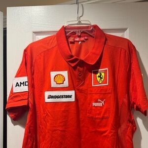 Puma Red Racing Polo with Ferrari and Sponsor Patches